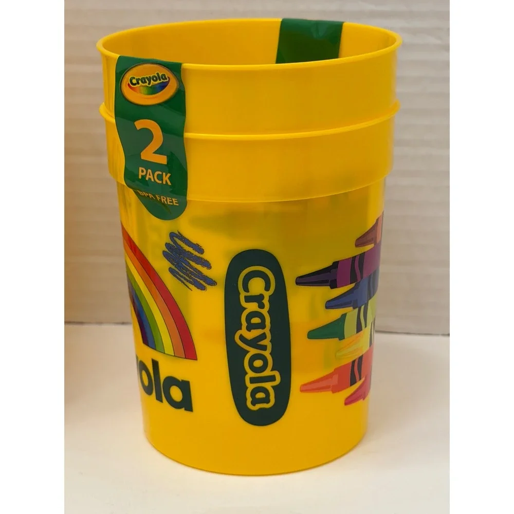 Crayola Art Storage Caddy and 2-Pack Tumbler Set Yellow Rainbow Lot Set